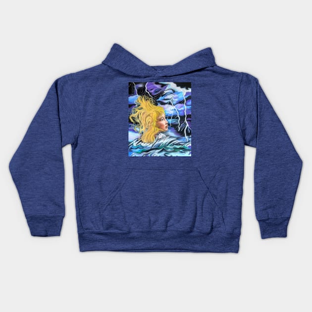 Mermaid in the Storm Kids Hoodie by mariasibireva